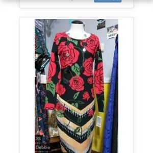 New Lularoe rose chevron black Debbie dress Xs